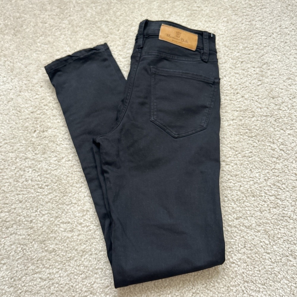Massimo Dutti Womens Jeans Size 2 Mid-Rise Black Skinny Fit Stretch Denim 26x28
